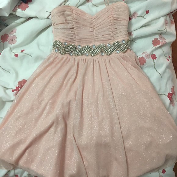 Strapless Pink Glitter Dress - Picture 1 of 3